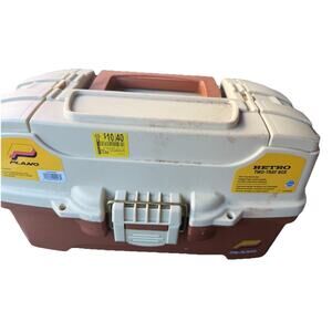 Plano Retro Two Tray Tackle Box Model 6202 Brown & Tan Made in USA
